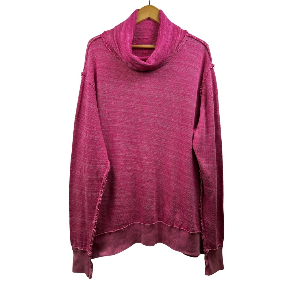 Free People Timmy Boxy Sweater We The Free Womens L Turtleneck Hollyhock Pink